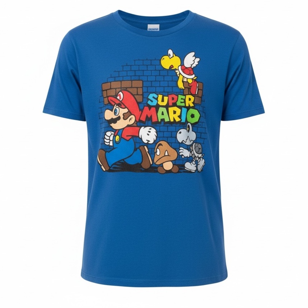 Super Mario Blue Graphic T-Shirt Boy's XS Like New